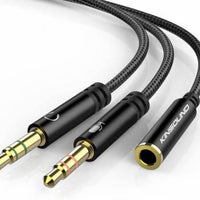 �3.5mm Headphone Splitter, Gold Plated Headset 3.5mm Female to 2 Dual Male Microphone Audio Stereo Jack for PC, Laptop 0.2 m Stereo Audio Cable��(Compatible with PC, Laptop, Black)
