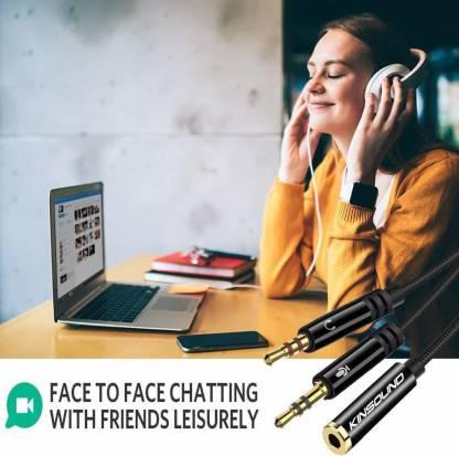 �3.5mm Headphone Splitter, Gold Plated Headset 3.5mm Female to 2 Dual Male Microphone Audio Stereo Jack for PC, Laptop 0.2 m Stereo Audio Cable��(Compatible with PC, Laptop, Black)