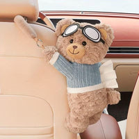 Cute Plush Bear Car Seat Back Tissue Holder