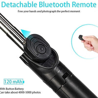 Extendable Flash 3-in-1 Selfie Stick Tripod with Bluetooth Remote
