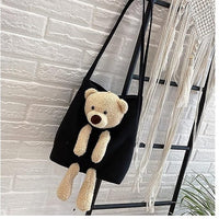 Cute Shoulder Bag Kawaii Tote Handbag with Cute Teddy Bear